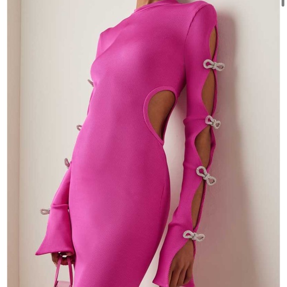 Mach & Mach Crystal Bow Adorned Knit Maxi Dress - Picture 1 of 9